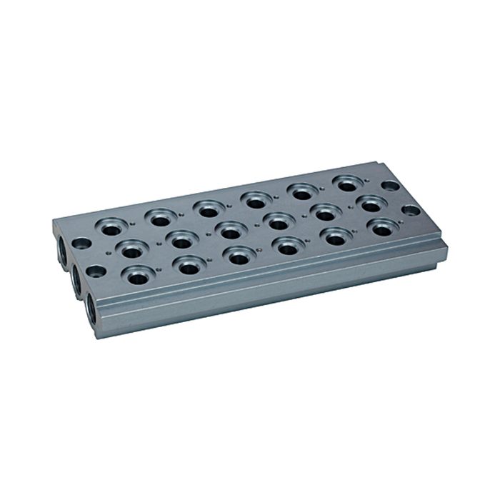RIEGLER Multi-base plate for the way valves, 6 valve positions, G 1/4
