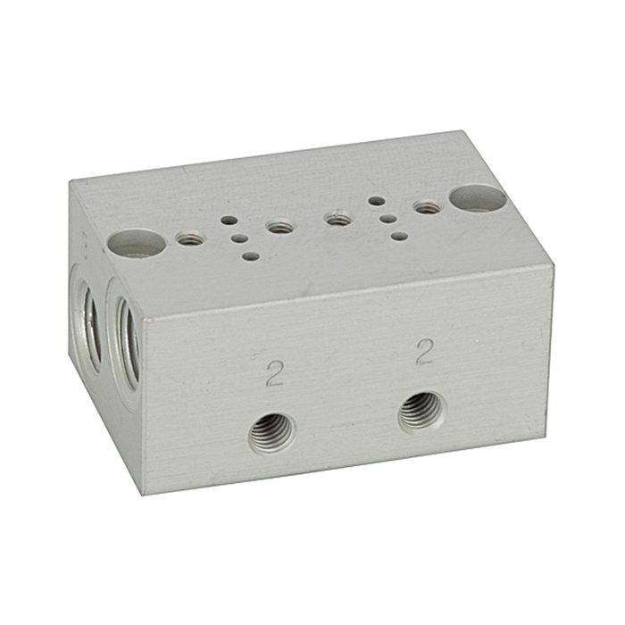 RIEGLER Reihengrundplatte 2-fach, M5 für Mini-Magnetventile 15 mm