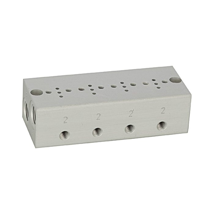 RIEGLER Series base plate 4-fold, M5 for mini solenoid valve 15 mm