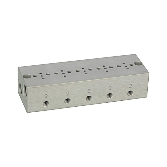 RIEGLER Reihengrundplatte 5-fach, M5 für Mini-Magnetventile 15 mm