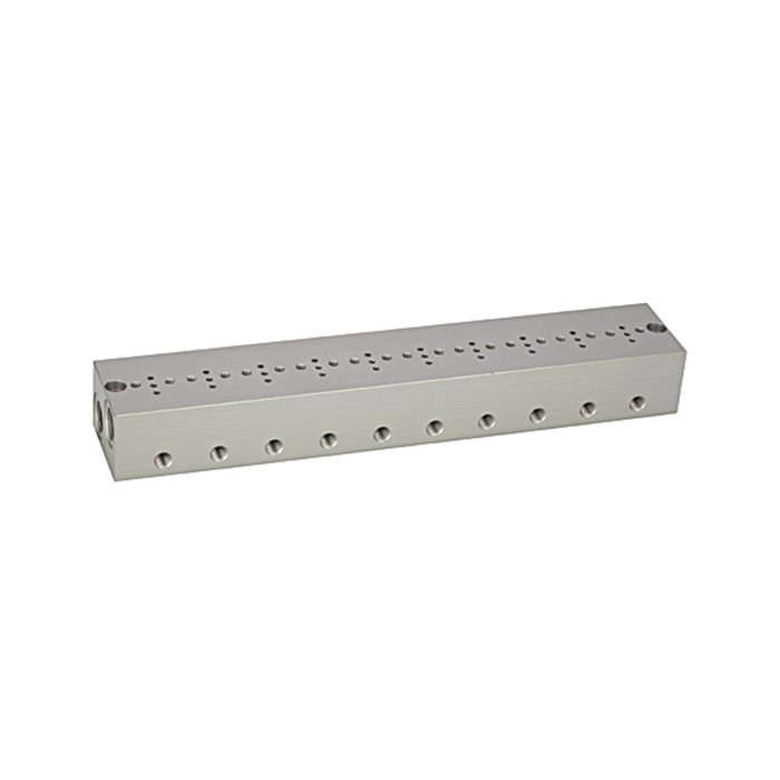 RIEGLER Series base plate 10-fold, M5 for mini solenoid valve 15 mm
