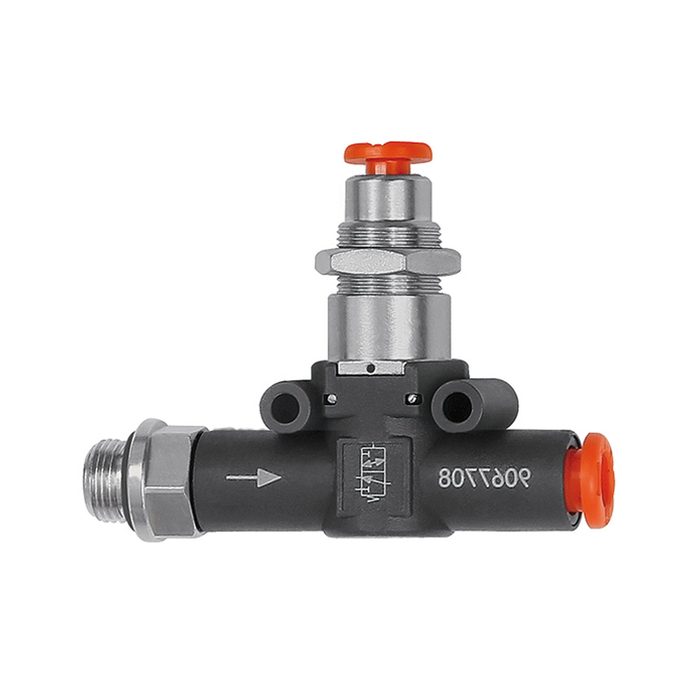 RIEGLER 3/2-way valve, pneumat., NC, thread-hose, G 1/4, hose Ø 8
