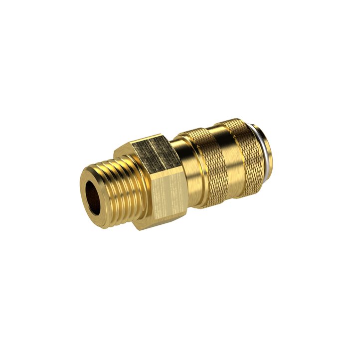 [107127] RIEGLER Quick-connect coupling I.D. 5, bright brass, G 3/8 ET