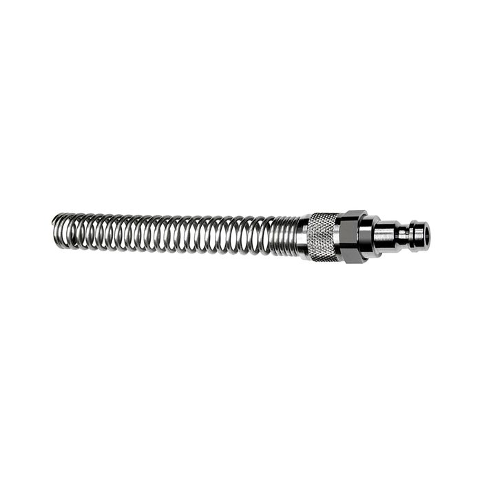 [107183] RIEGLER Nipple I.D. 5, for hose 8x6, Coupling nut, kink protection spring