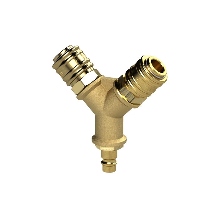 RIEGLER Distributor 2 quick-connect couplings I.D. 7.2, Plug nipple G 1/2