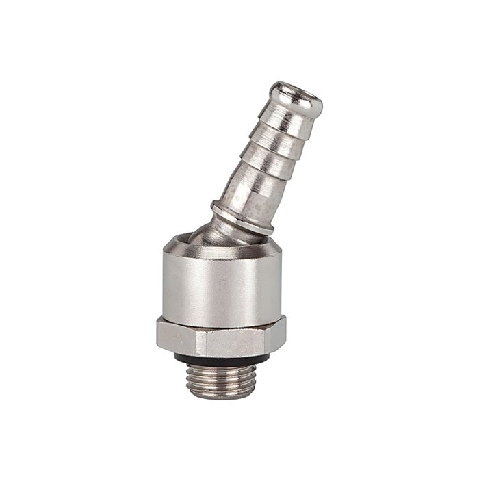 [107326] RIEGLER Schlauchtülle, Messing vernickelt, drehbar, G 1/4 AG, LW 13