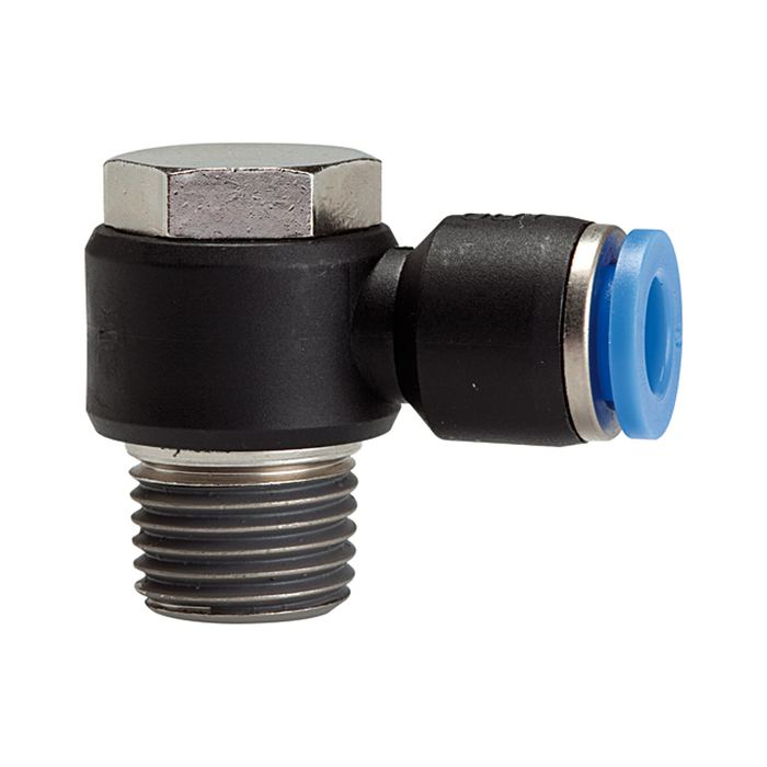 RIEGLER L-Steckverschraubung »Blaue Serie« drehbar, R1/8 a., max.15, Ø8mm