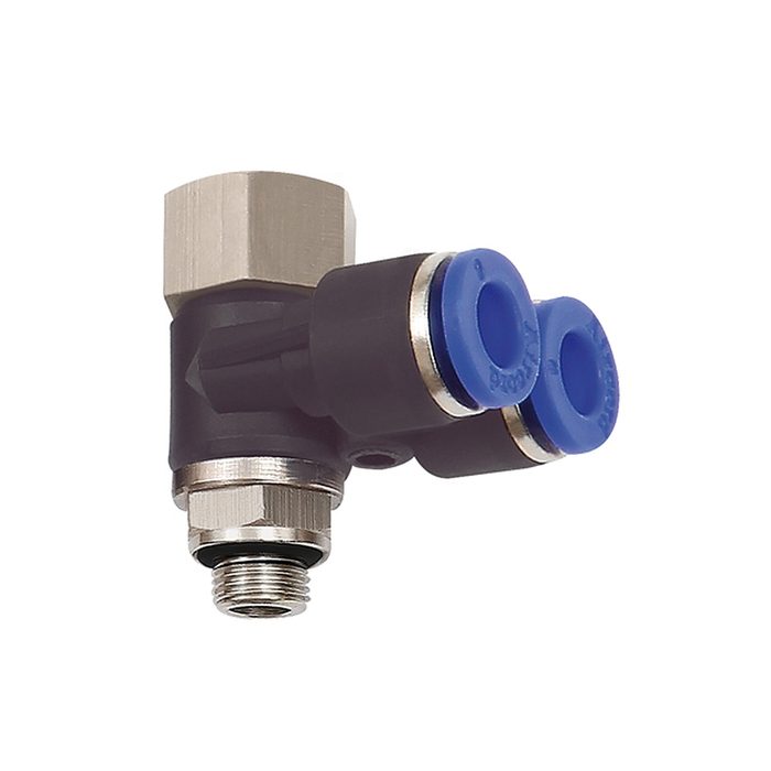 RIEGLER Y- angled piece fitting »Blue Series« rotating, G/G 1/4 i./o.