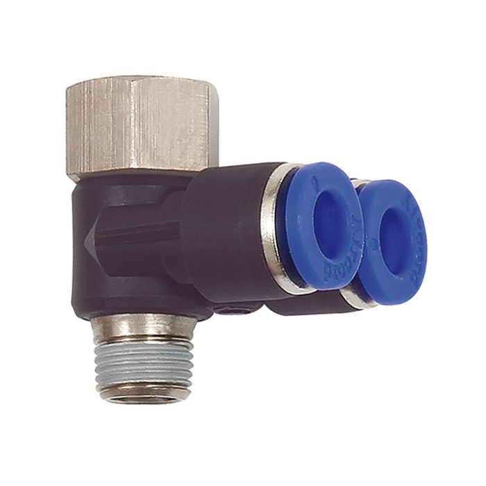 RIEGLER Y- angled piece fitting »Blue Series«, rotating G/R 1/8 i./o.