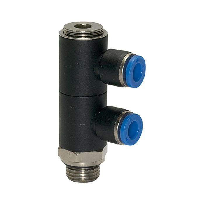 RIEGLER L-multi-distributor »Blue Series«, 2-fold, rotating, G 1/4 o.