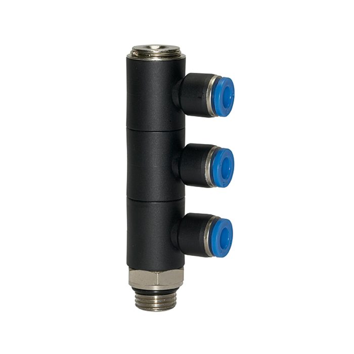 RIEGLER L-multi-distributor »Blue Series«, 3-fold, rotating, G 3/8 o.