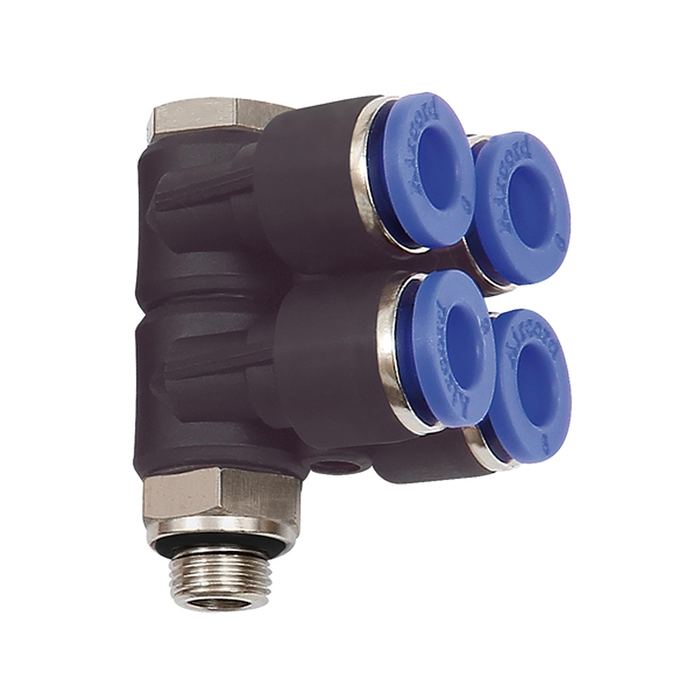 RIEGLER L-multi-distributor »Blue Series«, 4-fold, rotating, G 1/8 o.