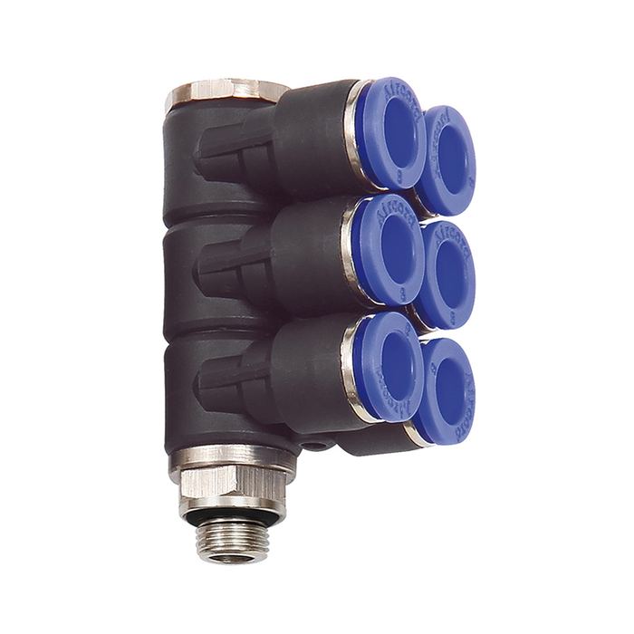 RIEGLER L-multi-distributor »Blue Series«, 6-fold, rotating, G 1/4 o.