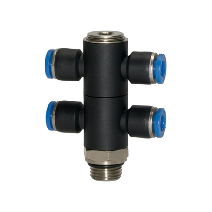 RIEGLER T-multi-distributor »Blue Series«, 4-fold, rotating, G 3/8 o.