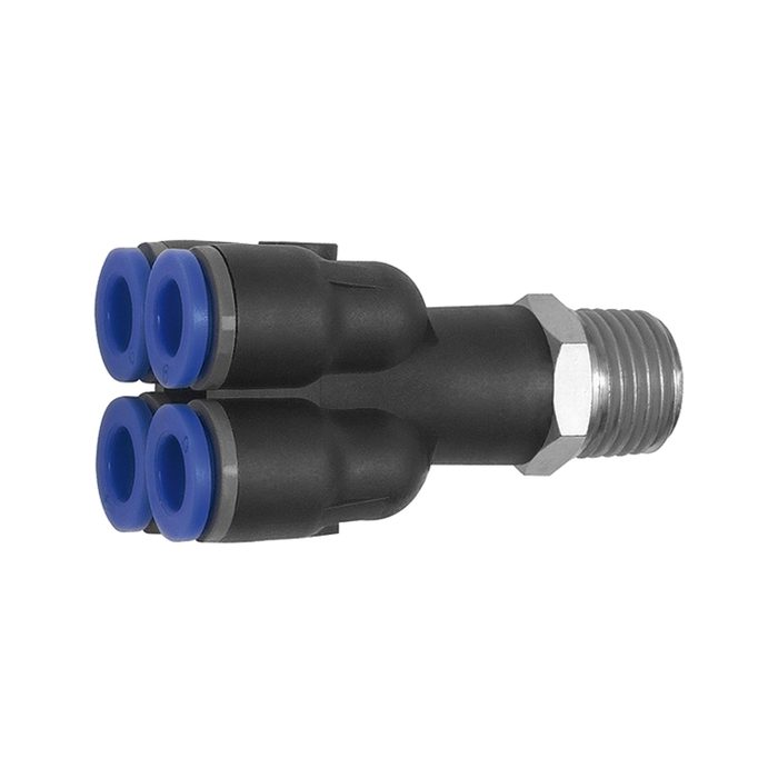 RIEGLER Multi-distributor »Blue Series«, 4-fold, rotating, R 1/8 o.