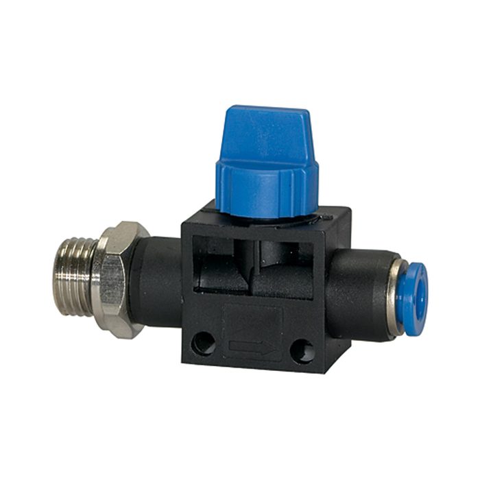 RIEGLER Blocking valve »Blue Series«, Plug connector, G 3/8 o., hose Ø 12