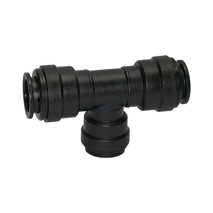 RIEGLER T-reducer connector POM, for hose exterior Ø1 18 mm / Ø2 15 mm