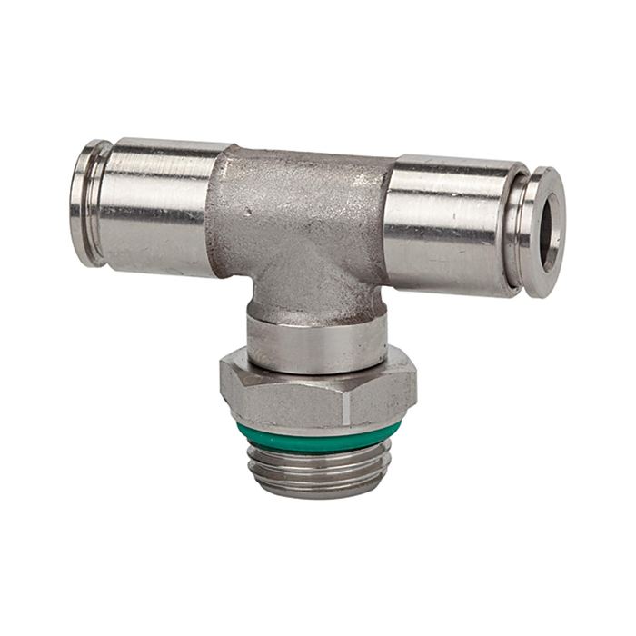RIEGLER Push-in T-fitting, rotating, G 1/4 o., for hose exterior Ø 10 mm