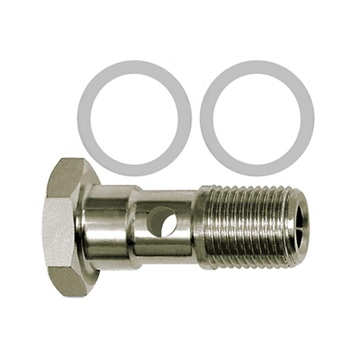 RIEGLER Hollow screw with PTFE sealing ring, Single, G 1/4