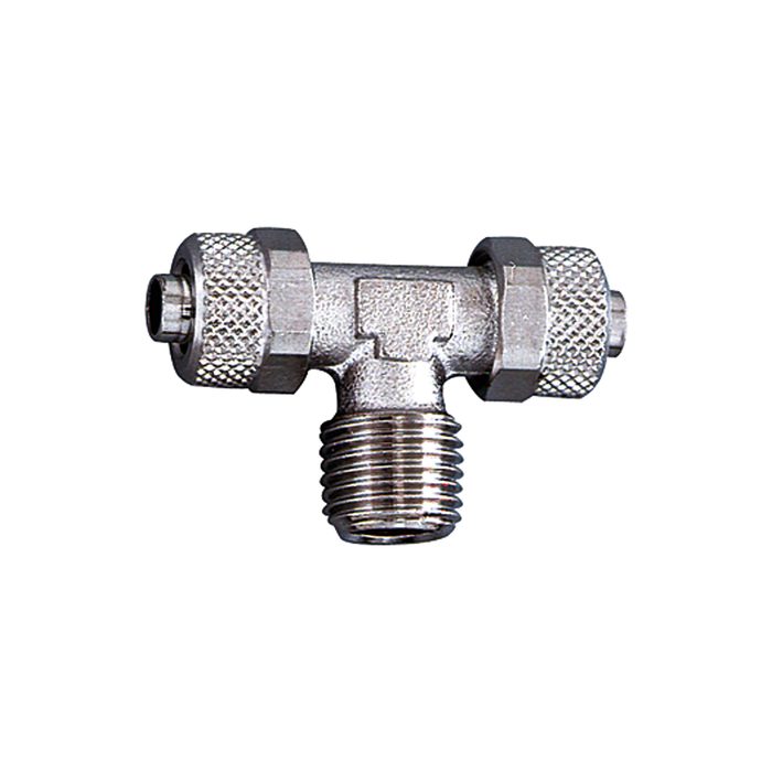 RIEGLER T screw-in fitting, R 1/8 o., for hose 10/8, nickel-plated brass