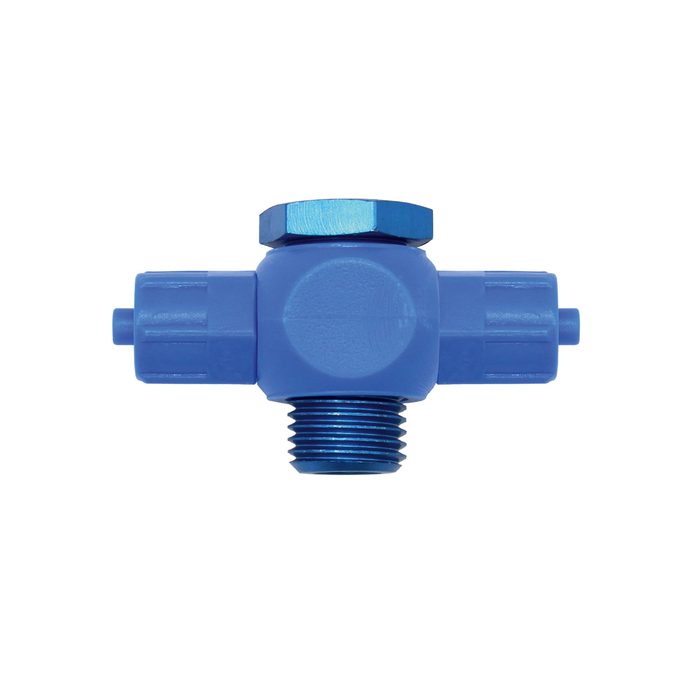 [110743] RIEGLER T-fitting, Hollow screw rotating, G 1/4, for hose 8/6 mm