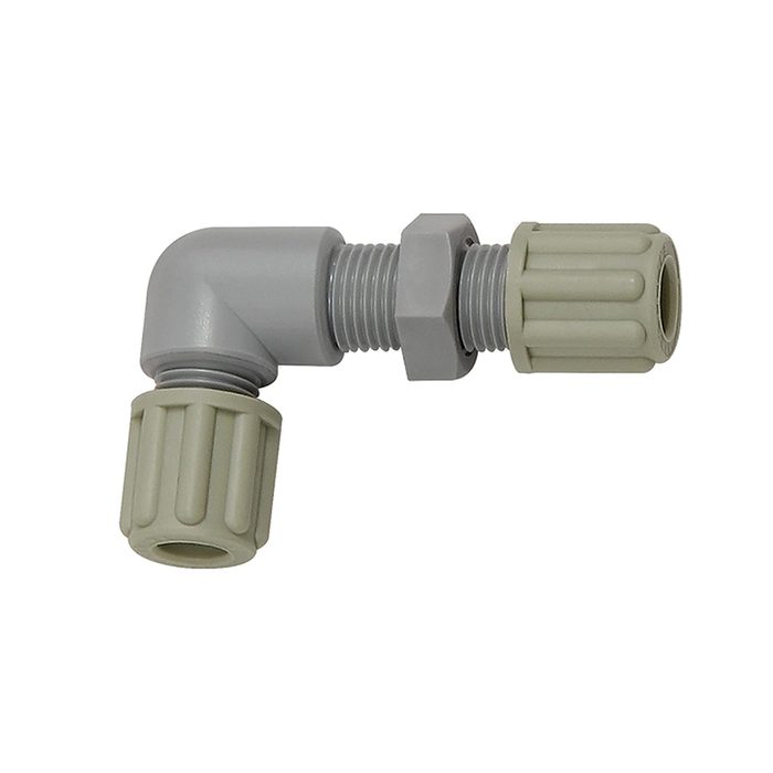 [110844] RIEGLER Angled bulkhead connector, M10x1, for hose 4/6 mm, AF 14, PA