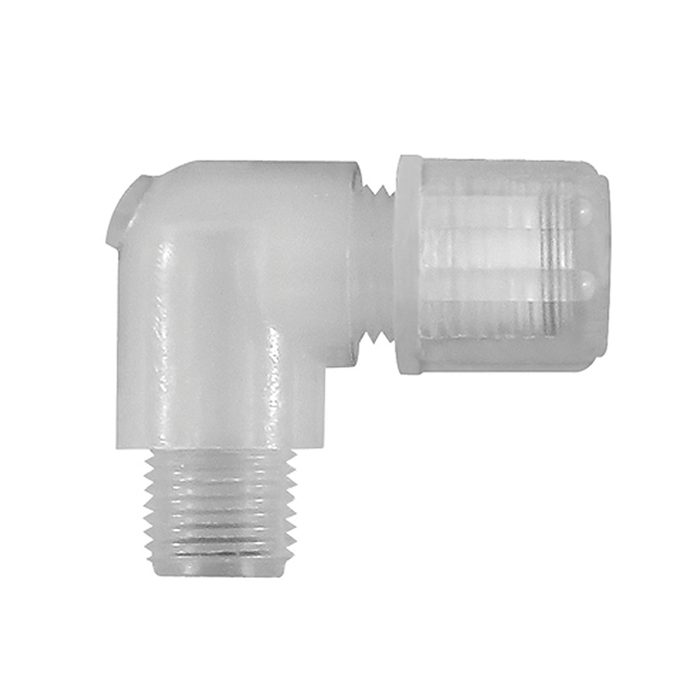 RIEGLER Angled screw-in fitting G 3/8 o., for hose 4/6 mm, PFA