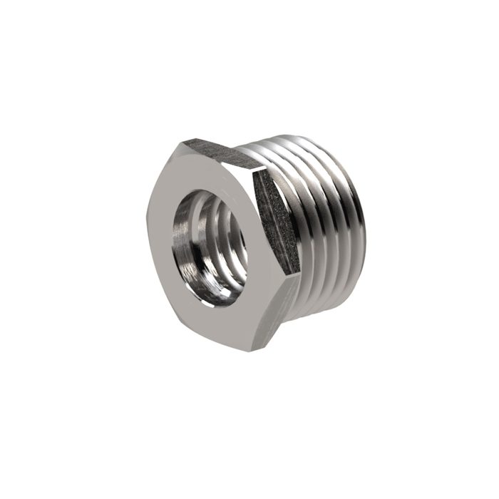 RIEGLER Reduziernippel, kurz, G 1 a., G 1/2 i., SW 36, Edelstahl 1.4571