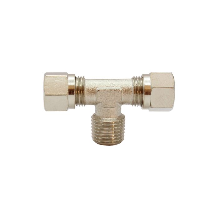 RIEGLER T-Einschraubverschraubung, R 1/4 a., Rohr-Außen-Ø 10 mm, MS vern.