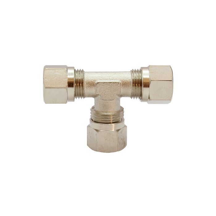 RIEGLER T-fitting, Pipe exterior Ø 15 mm, AF 17, nickel-plated brass