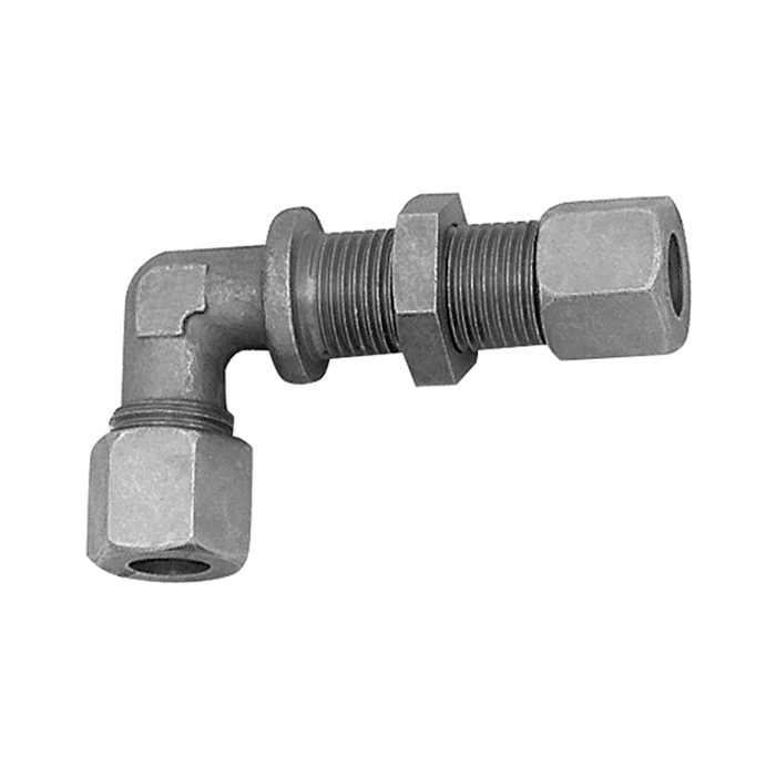RIEGLER Angled bulkhead fitting, Pipe exterior Ø 10 mm, galvanised steel