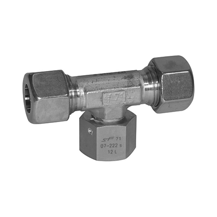 RIEGLER Einstellbare T-Verschraubung, Dichtkegel, M26x1,5 i., ES 1.4571