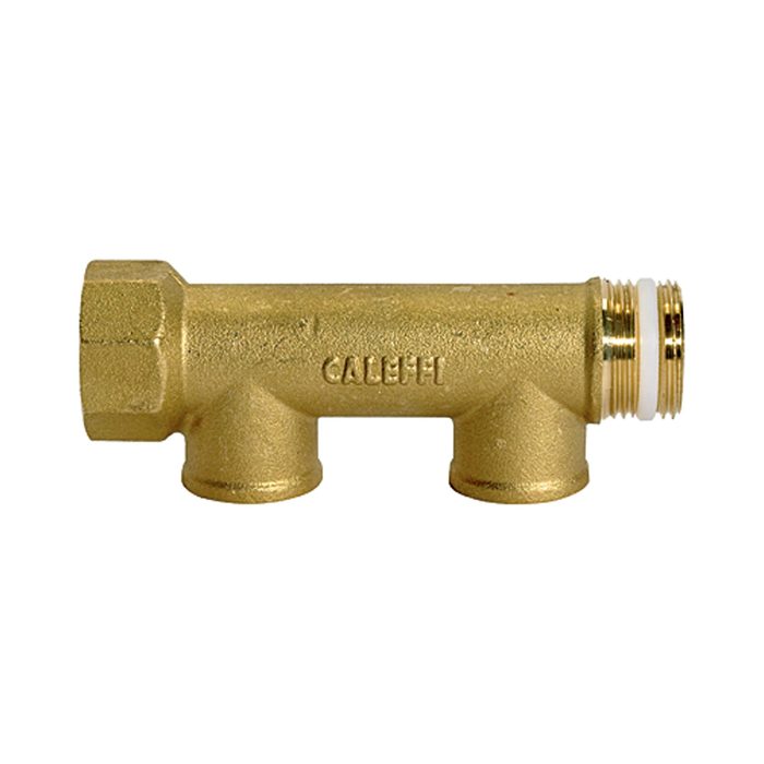 [112561] RIEGLER Distributor pipe, 2 outlets, Input 2x3/4, Output 2x1/2 IT, Brass