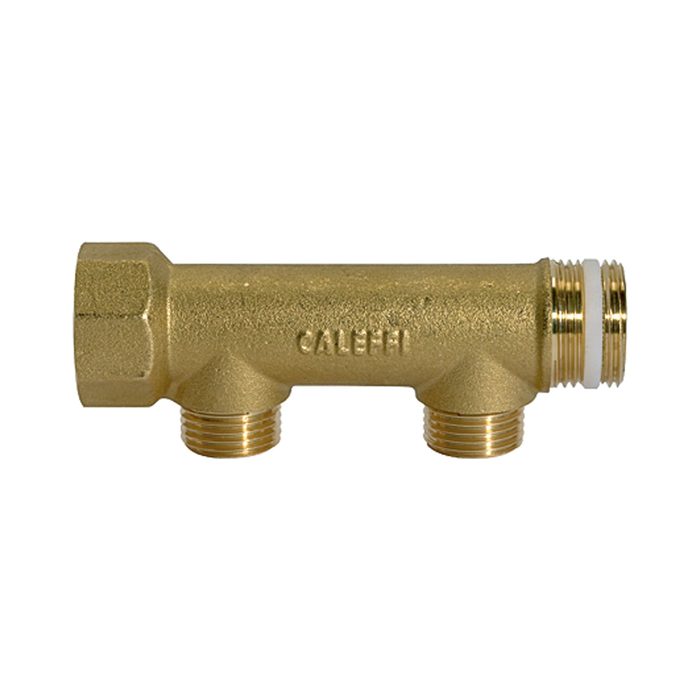 RIEGLER Distributor pipe, 2 outlets, Input 2x1, Output 2x1/2 ET, Brass