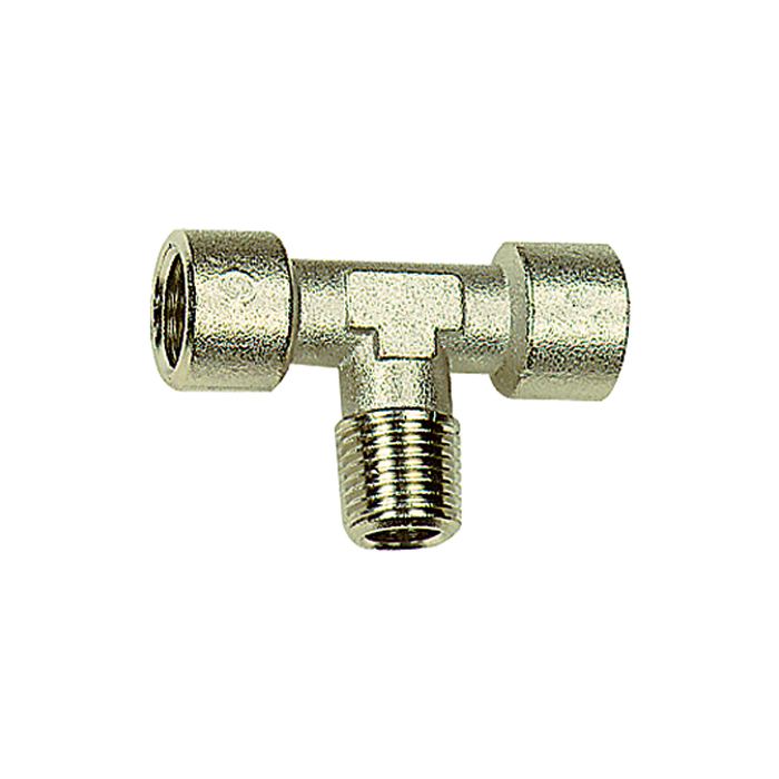 RIEGLER T-Stück, innen/außen/innen, G/R 3/8, SW 17, Messing vernickelt