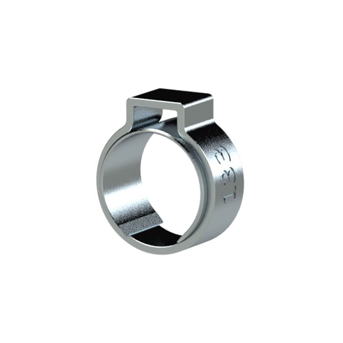[114169] RIEGLER 1-Ohr-Schl.klemme, Einlagering, Stahl glanzv. (W1), 10,0-11,5 mm (1 Pack = 10 Stk.)