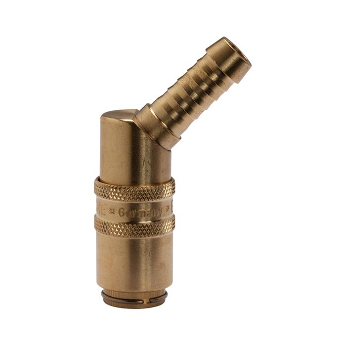 [107915] RIEGLER Tempered coupling DN 6, Taps 9 mm, Brass, Hose sleeve 45°