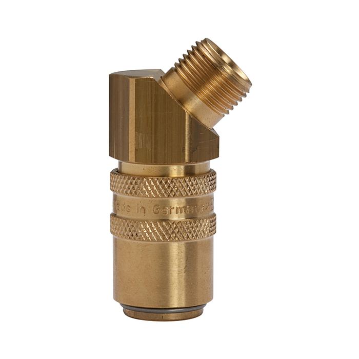 [107969] RIEGLER Tempered coupling DN 9, Exterior thread, Brass, G 3/8 45°