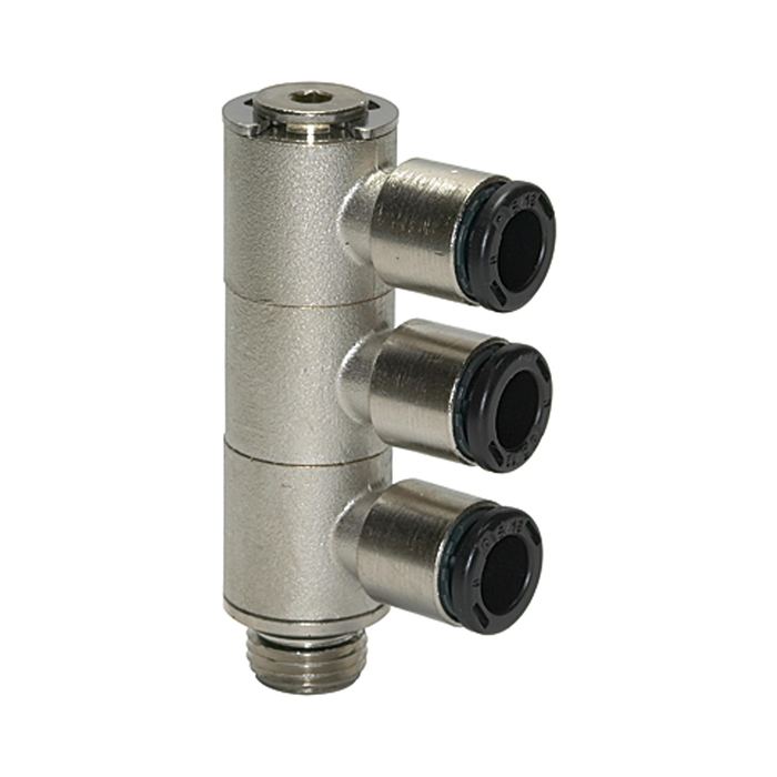RIEGLER L-multi-distributor 3-fold »click-clock«, rotating, G 1/8 o.