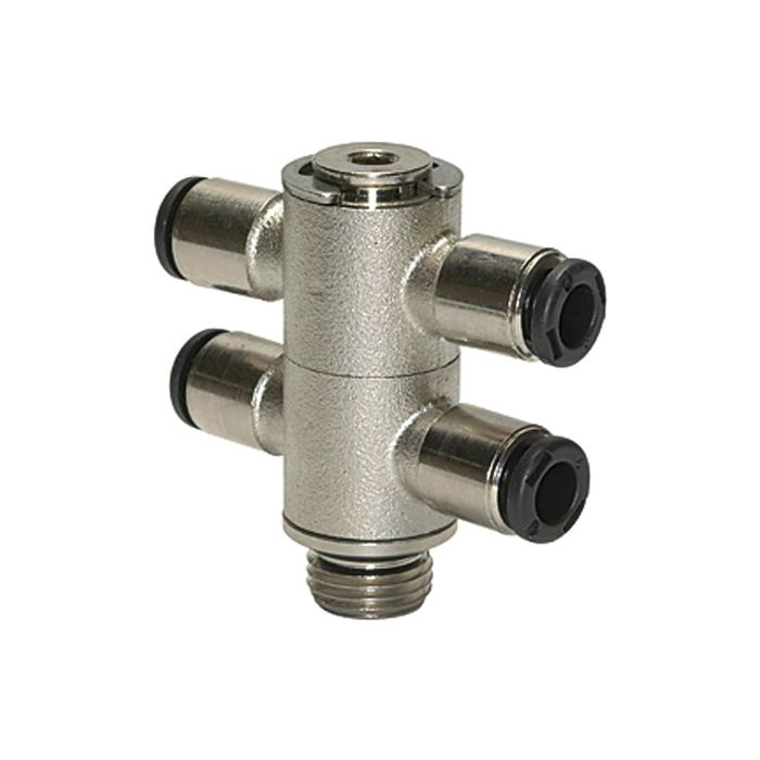 RIEGLER T-multi-distributor 4-fold »click-clock«, rotating, G 1/8 o.