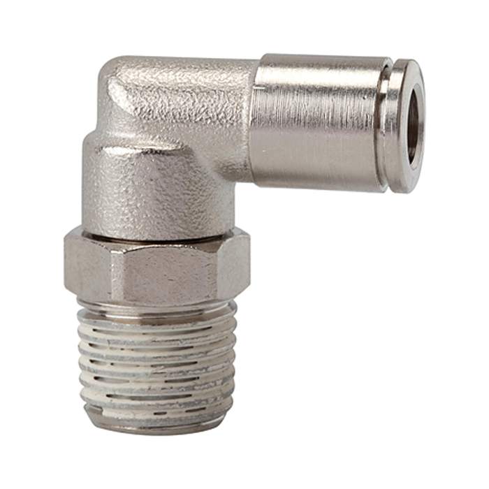 RIEGLER Push-in L-fitting »metallica« rotating, R 1/4 o., hose ext. Ø 4