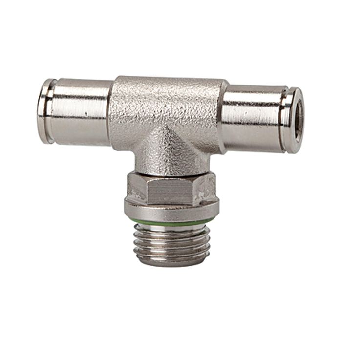RIEGLER Push-in T-fitting »metallica« rotating, G 1/4 o., hose ext. Ø 8