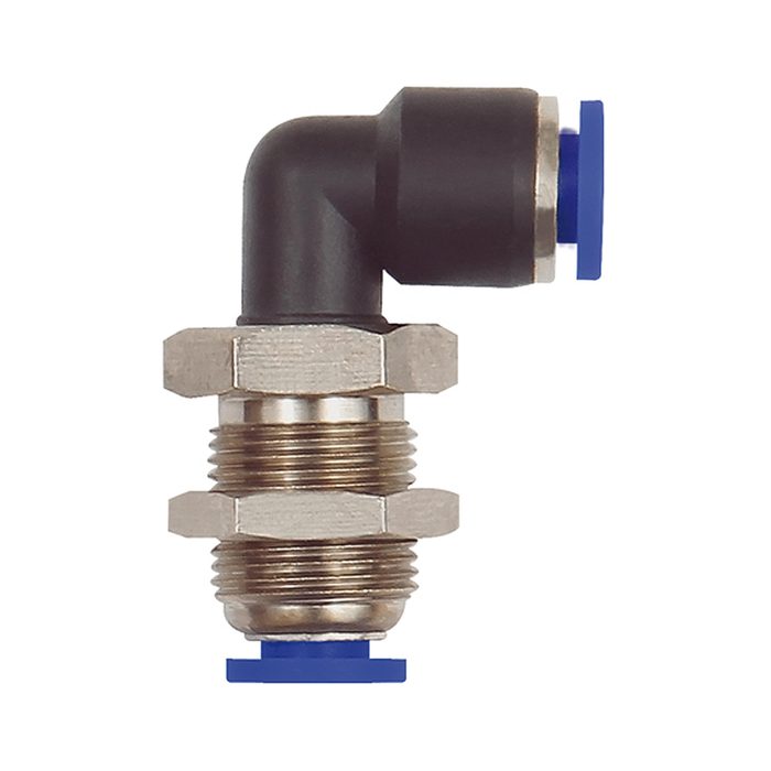 RIEGLER Push-in bulkhead L-connector »Blue Series« mini, M8x0.75