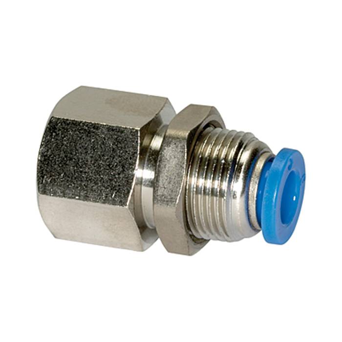 RIEGLER Straight push-in bulkhead fitting »Blue Series«, M16x1, G 1/4 i.
