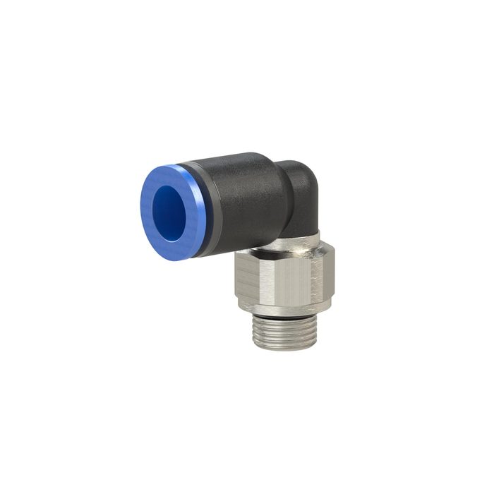 [109268] RIEGLER L-Steckverschraubung »Blaue Serie«, drehbar, G 1/4 außen, Ø 10 mm