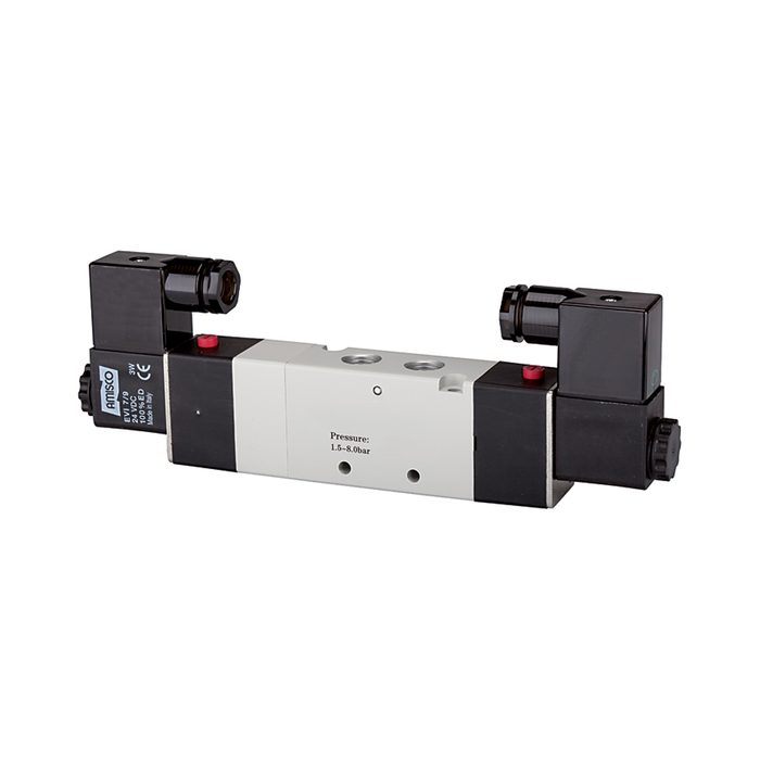 RIEGLER 5/3-Wegeventil elektropneum. Mitte belüftet, M5, 24 V DC