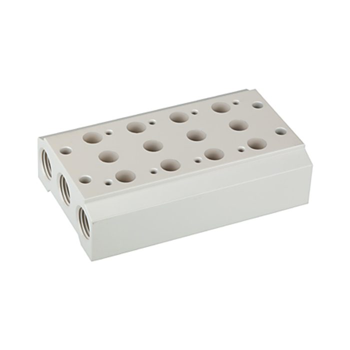 [116247] RIEGLER Mehrfach-Grundplatte für 5/2-5/3-Wegeventile, 3 Positionen, G 1/2
