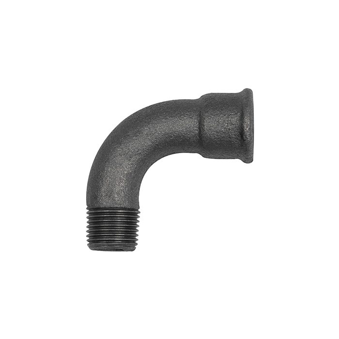 RIEGLER Bogen 1, 90°, lang, Rp 2 i., R 2 a., Temperguss schwarz