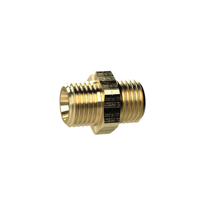 [134485] RIEGLER Double threaded nipple, G 3/8 o. left, G 3/8 o. left, AF 19 Brass