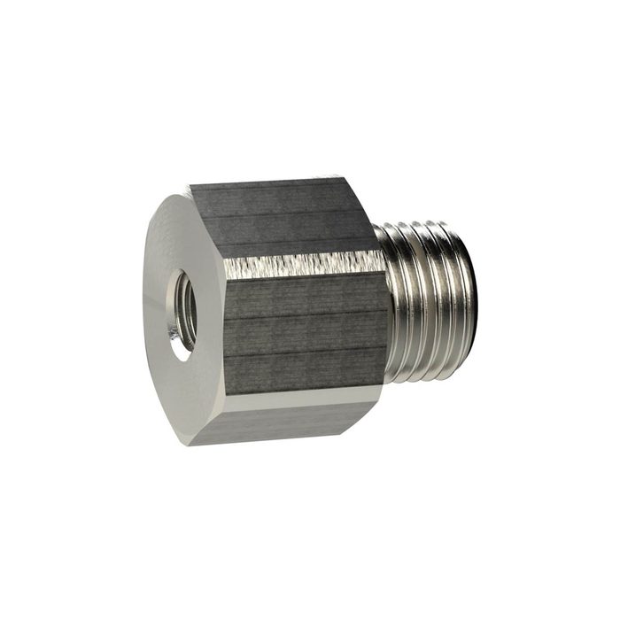 RIEGLER Reduziernippel lang, M5 a., G 1/8 i., SW 14, Messing vern.